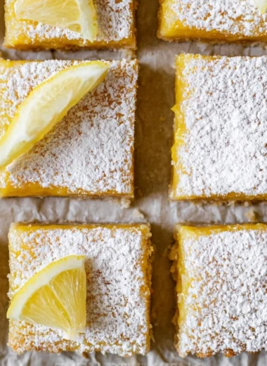 Tray of super easy lemon bars with a zesty lemon frosting