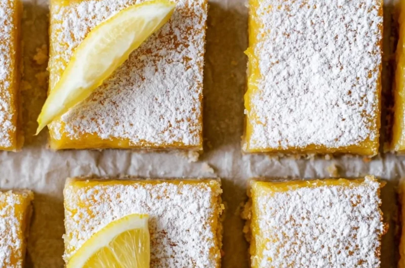 Tray of super easy lemon bars with a zesty lemon frosting