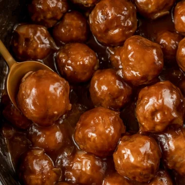 Slow cooker Salisbury steak meatballs served with rich gravy over mashed potatoes